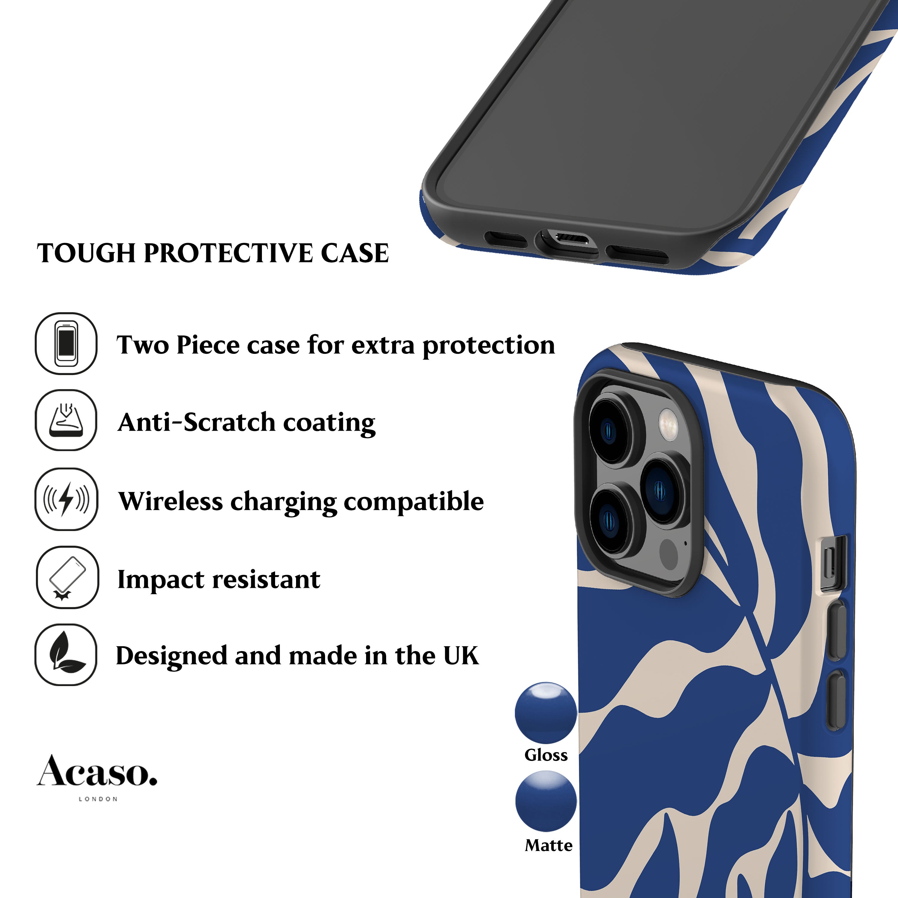 Abstract Blue Leaf Phone Case