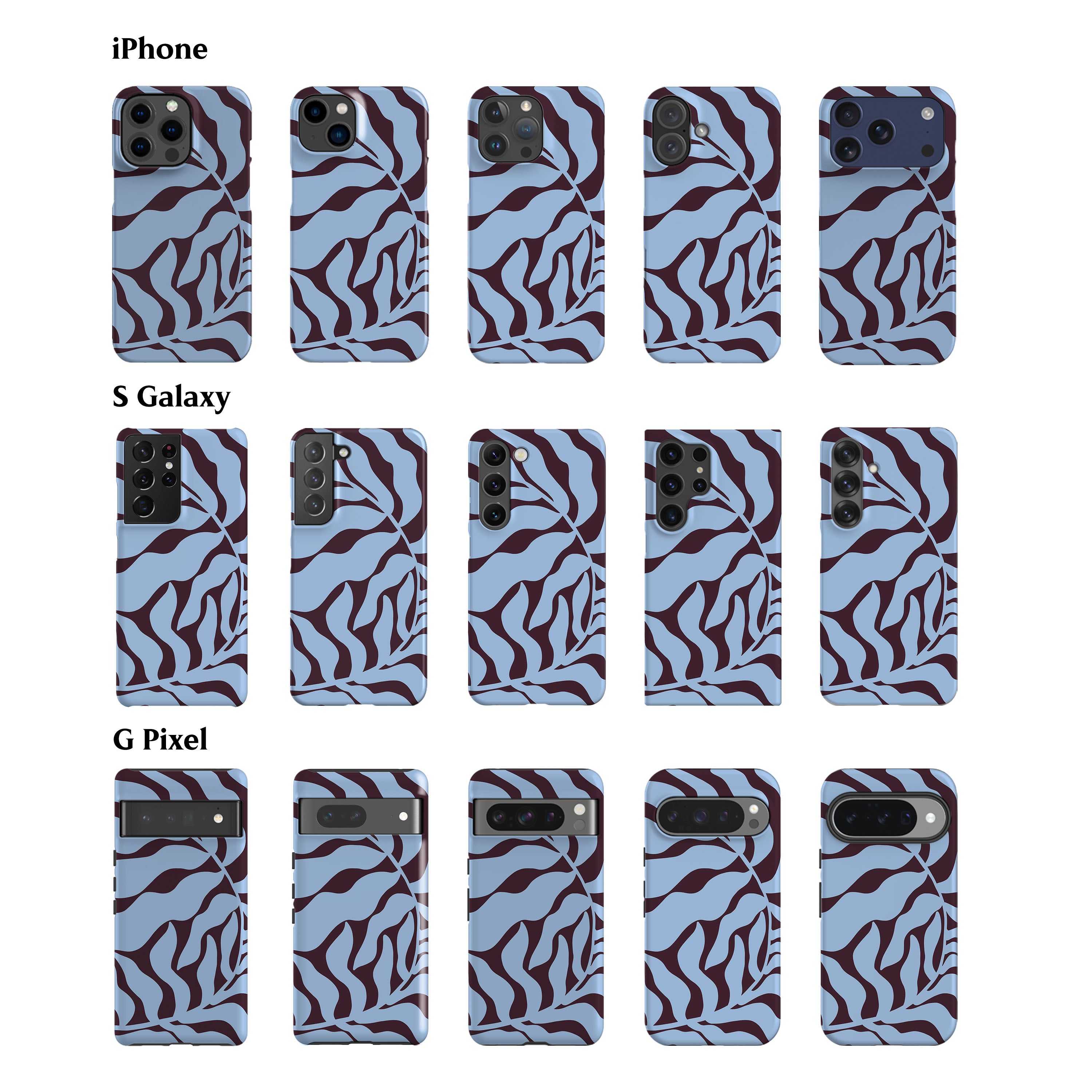 Blue Plum Abstract Leaf Phone Case