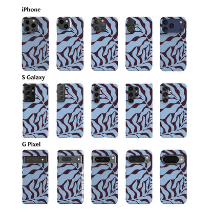 Blue Plum Abstract Leaf Phone Case
