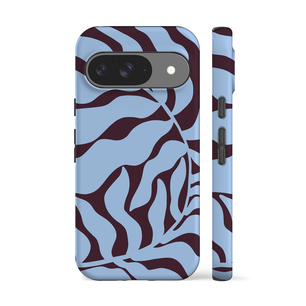 Blue Plum Abstract Leaf Phone Case