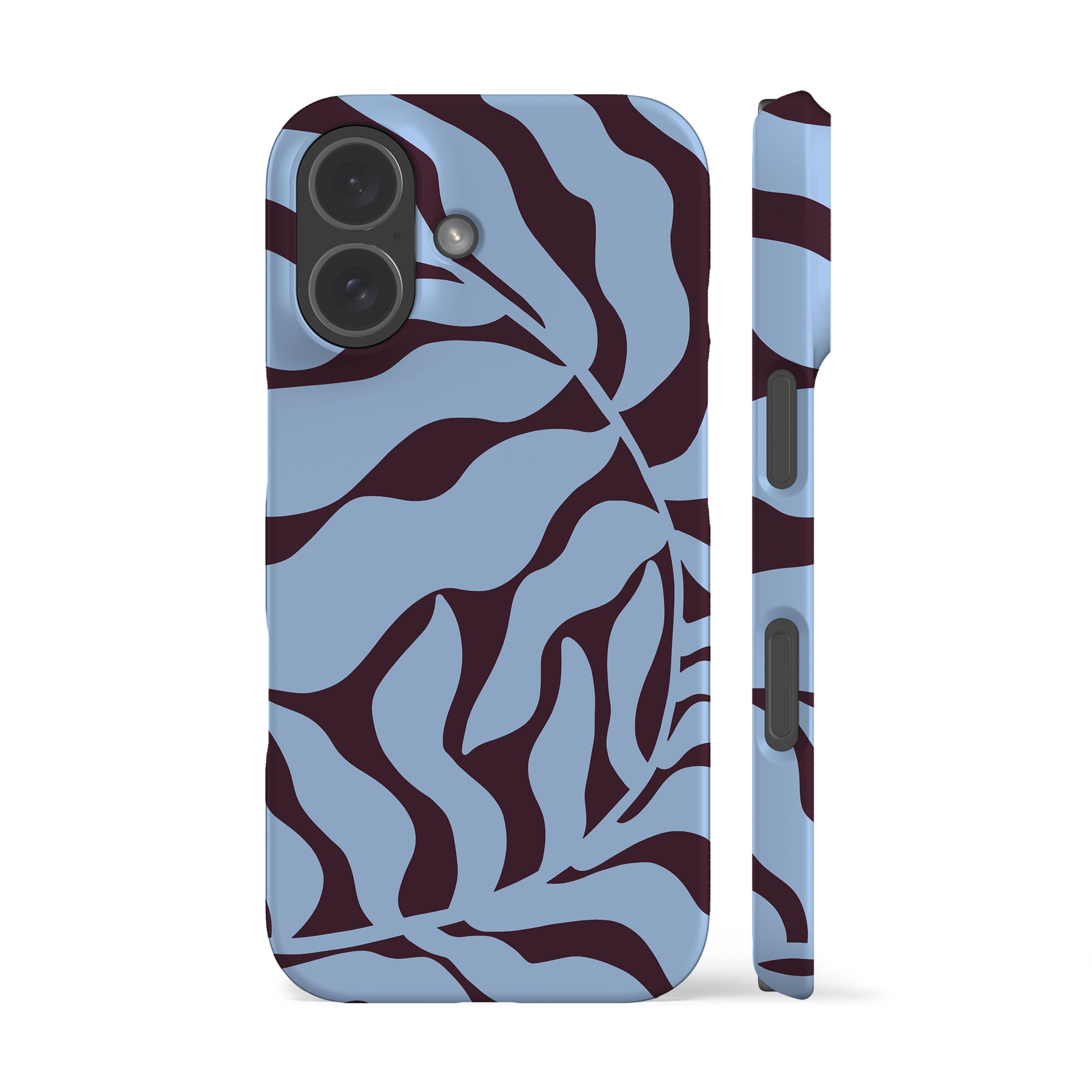 Blue Plum Abstract Leaf Phone Case