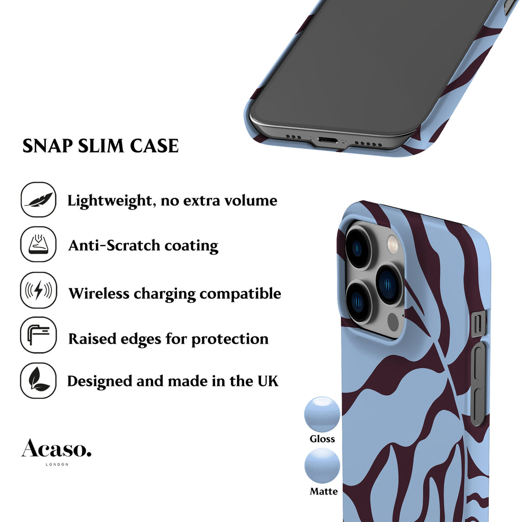 Blue Plum Abstract Leaf Phone Case