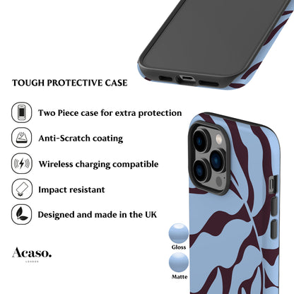 Blue Plum Abstract Leaf Phone Case