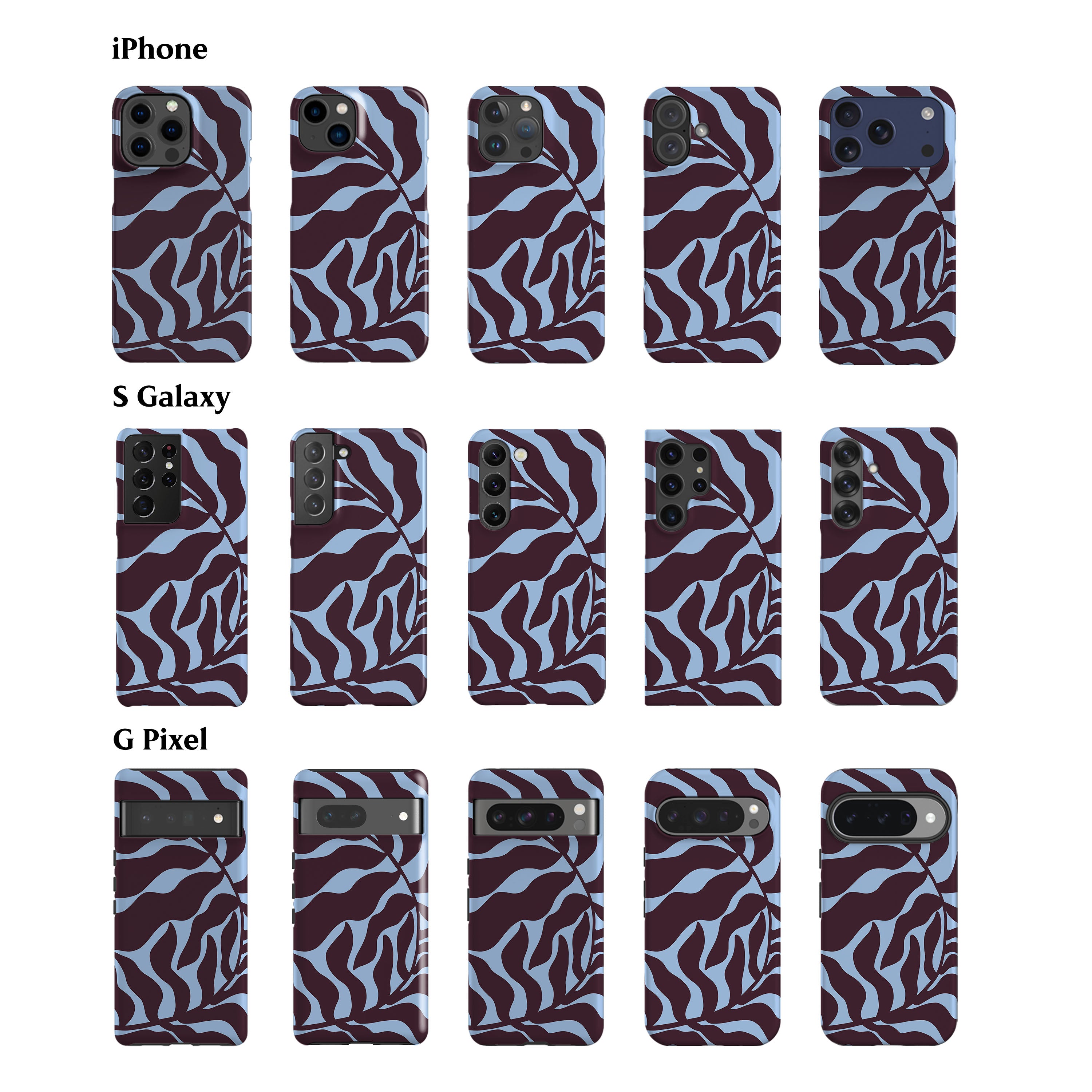 Dark Puple Abstract Leaf Phone Case