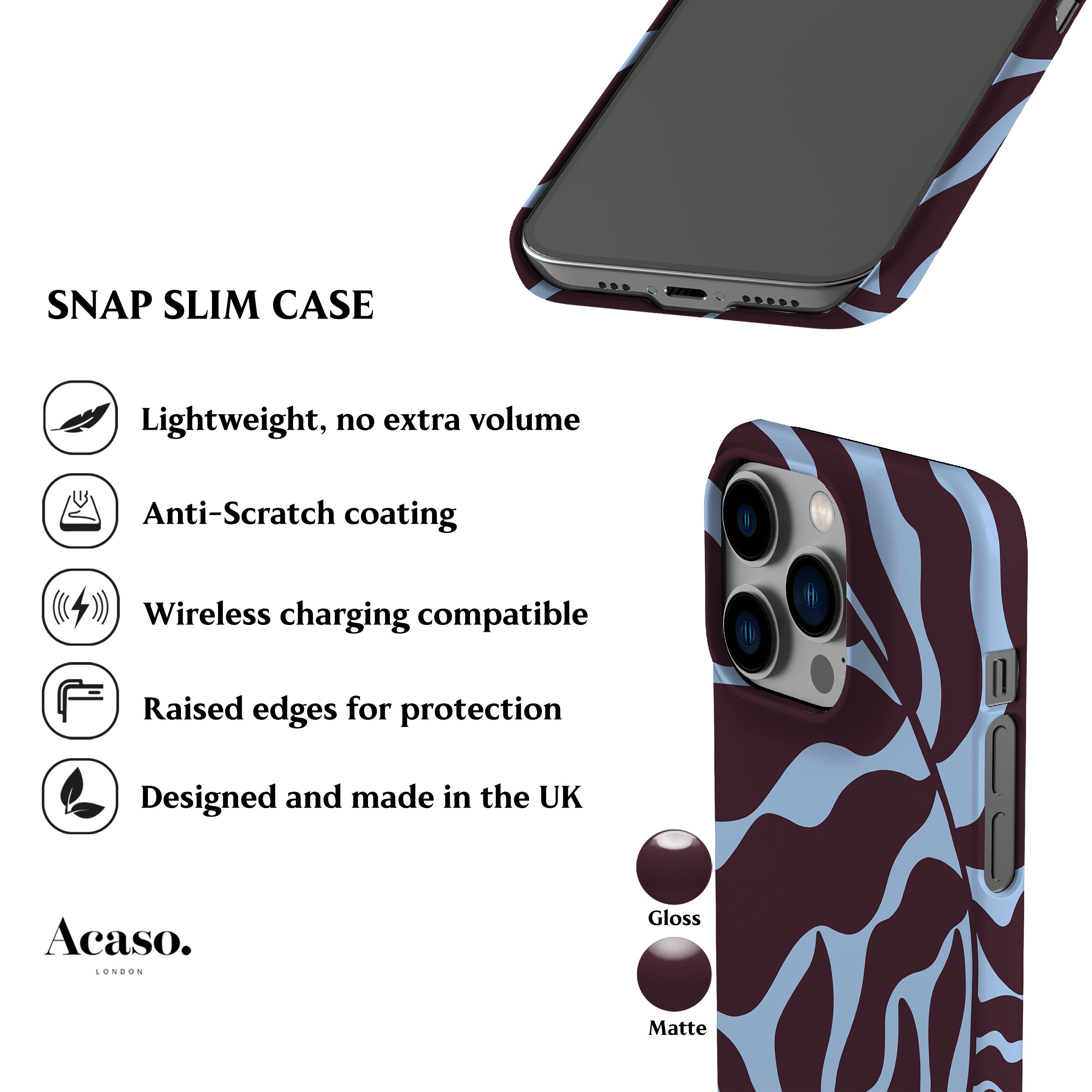Dark Puple Abstract Leaf Phone Case