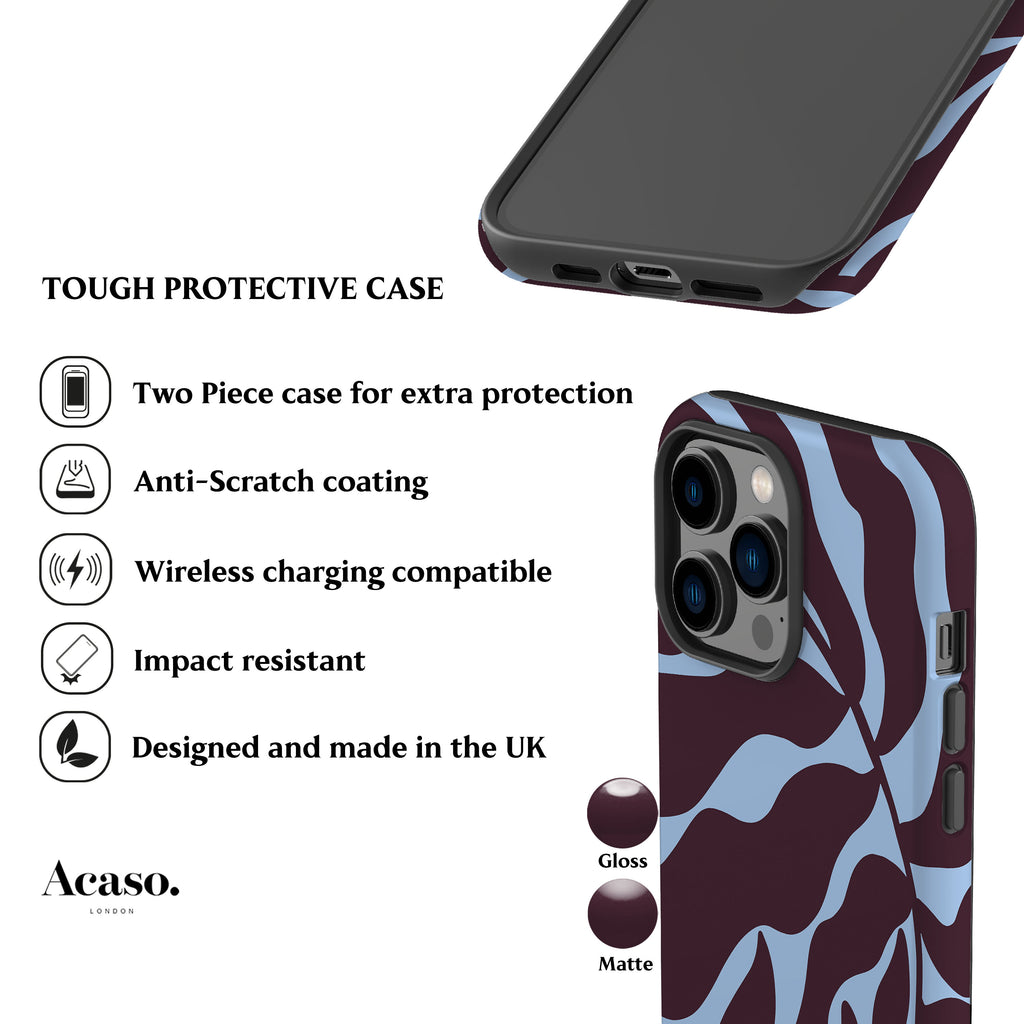 Dark Puple Abstract Leaf Phone Case