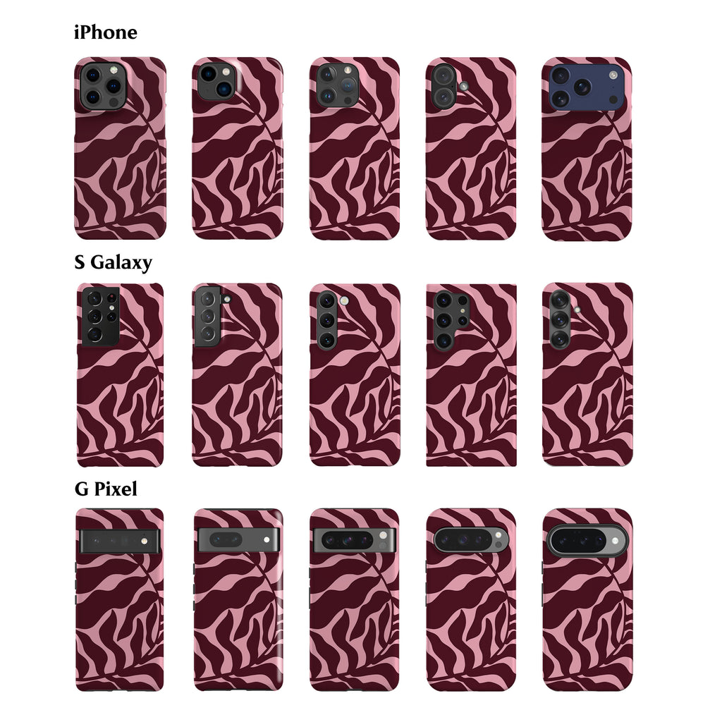 Abstract Burgundy Leaf Phone Case