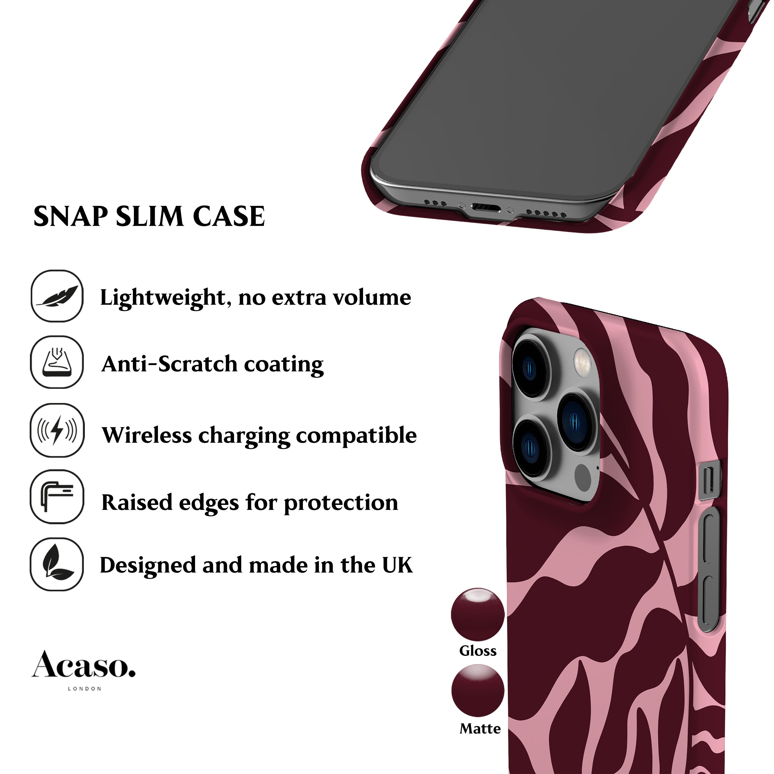 Abstract Burgundy Leaf Phone Case