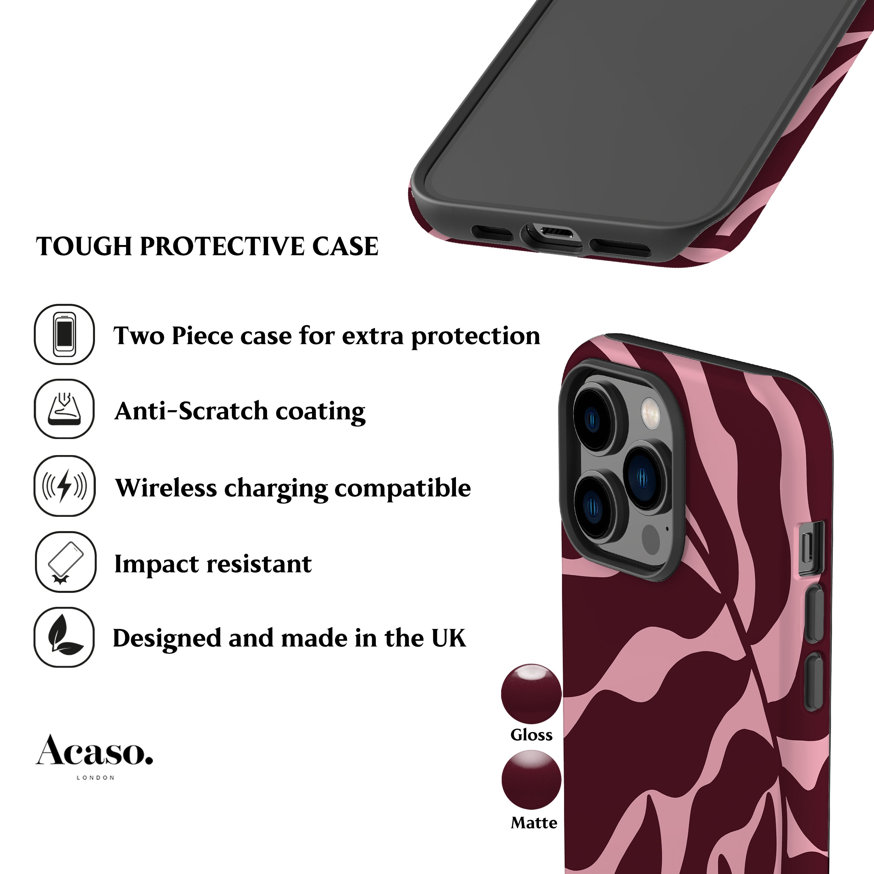 Abstract Burgundy Leaf Phone Case