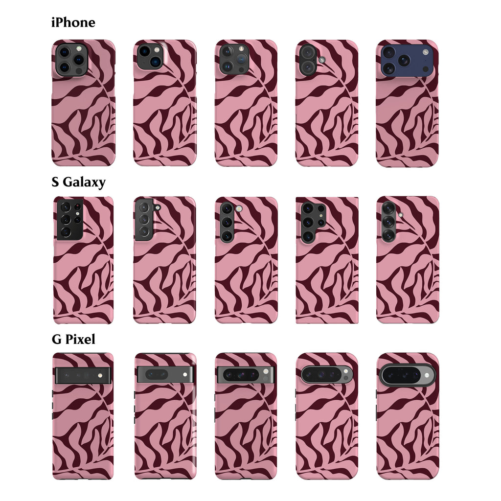Abstract Pink Maroon Leaf Phone Case