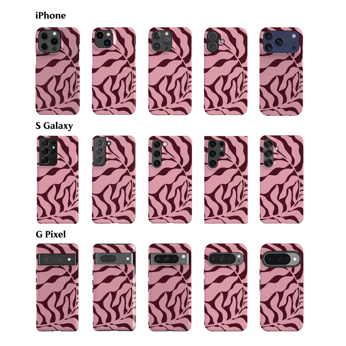 Abstract Pink Maroon Leaf Phone Case