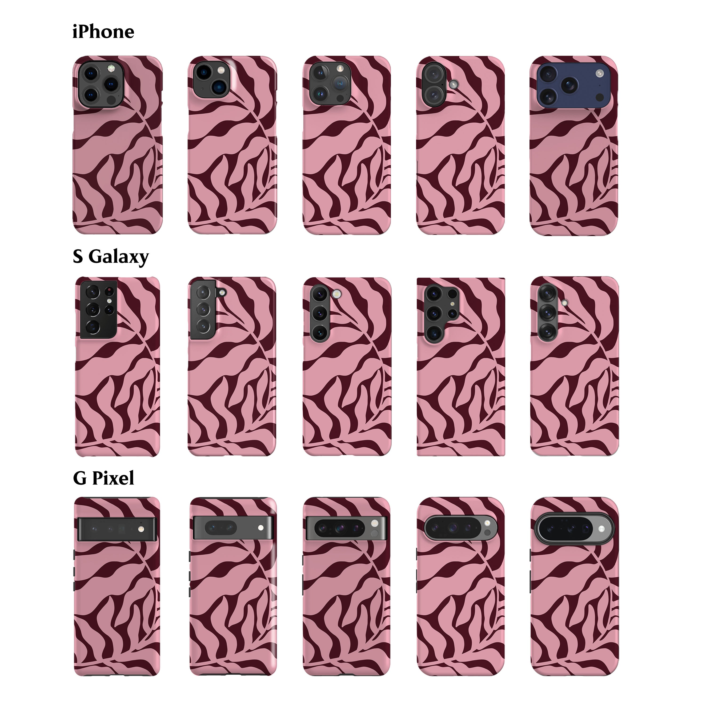 Abstract Pink Maroon Leaf Phone Case