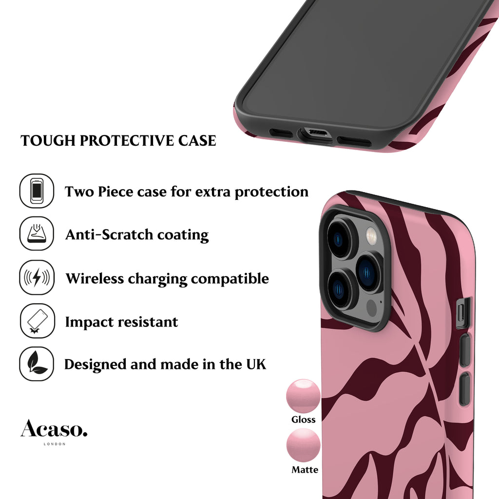 Abstract Pink Maroon Leaf Phone Case