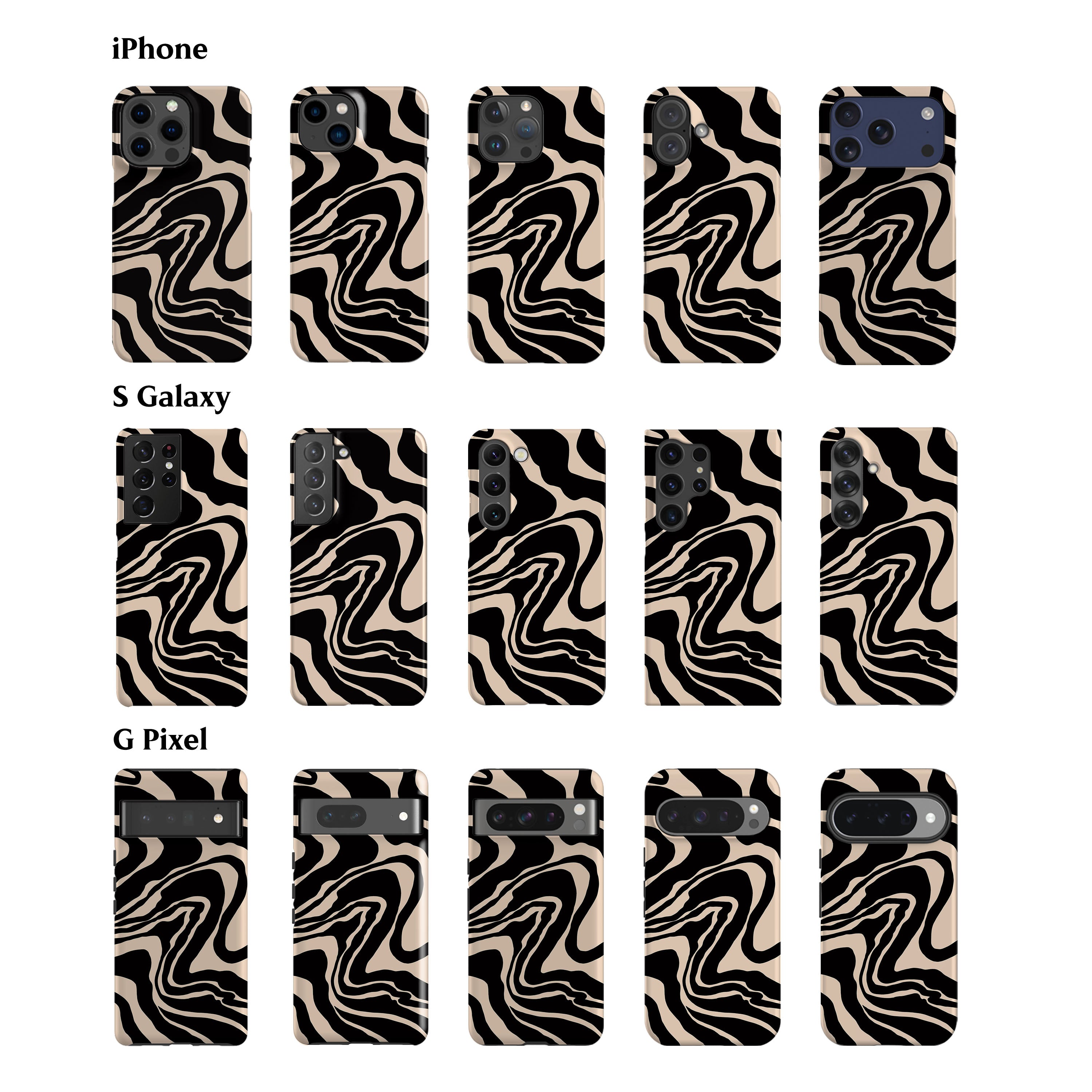 Liquid Marble Black Phone Case