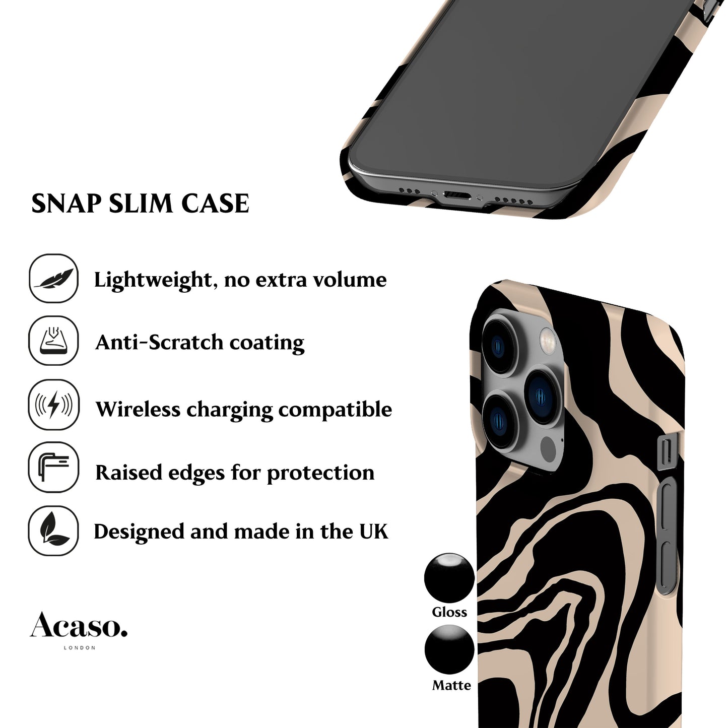Liquid Marble Black Phone Case