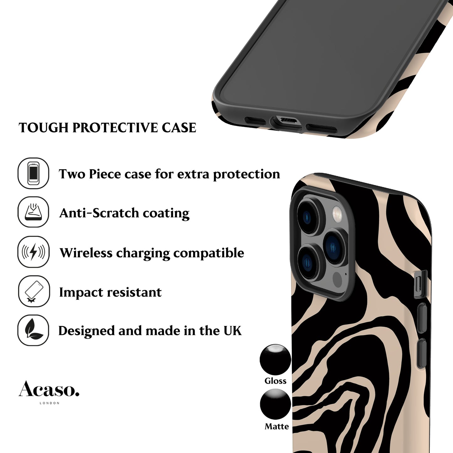 Liquid Marble Black Phone Case