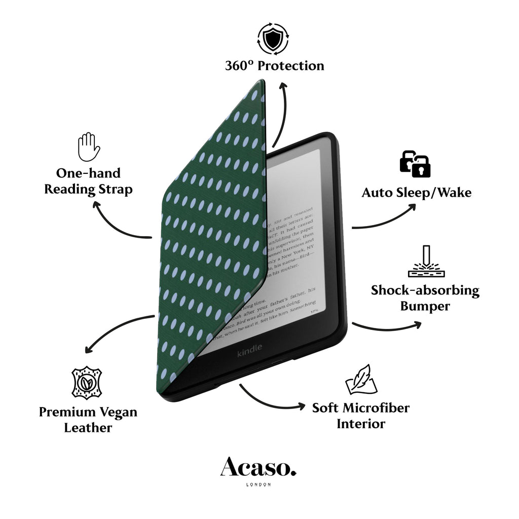 Lola Dots Dark Green Kindle Case