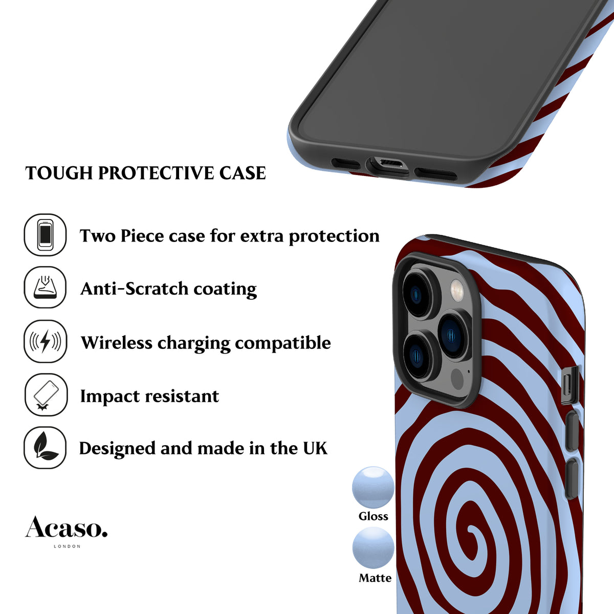 Blue Maroon Spiral Phone Case