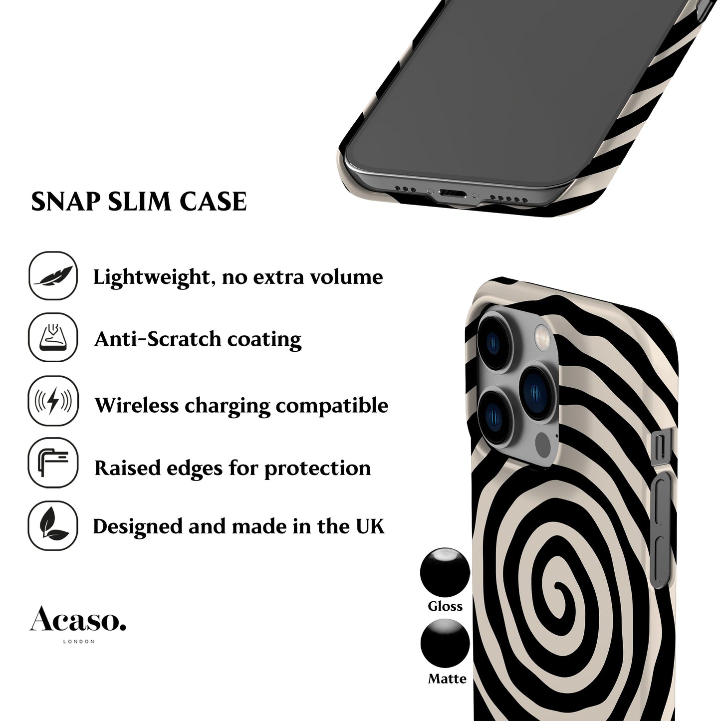 Black Spiral Phone Case