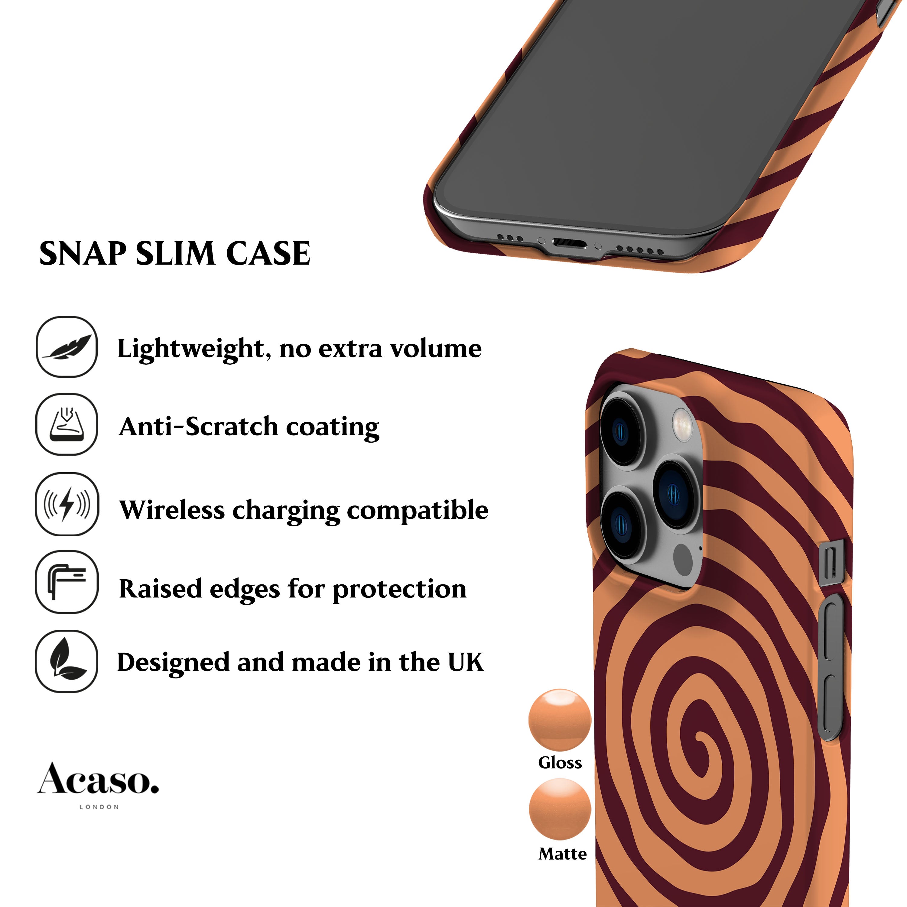 Peach Spiral Phone Case
