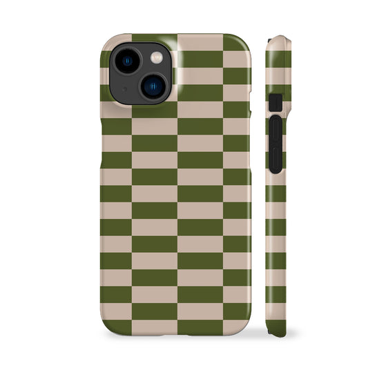 Long Checkered Olive Phone Case