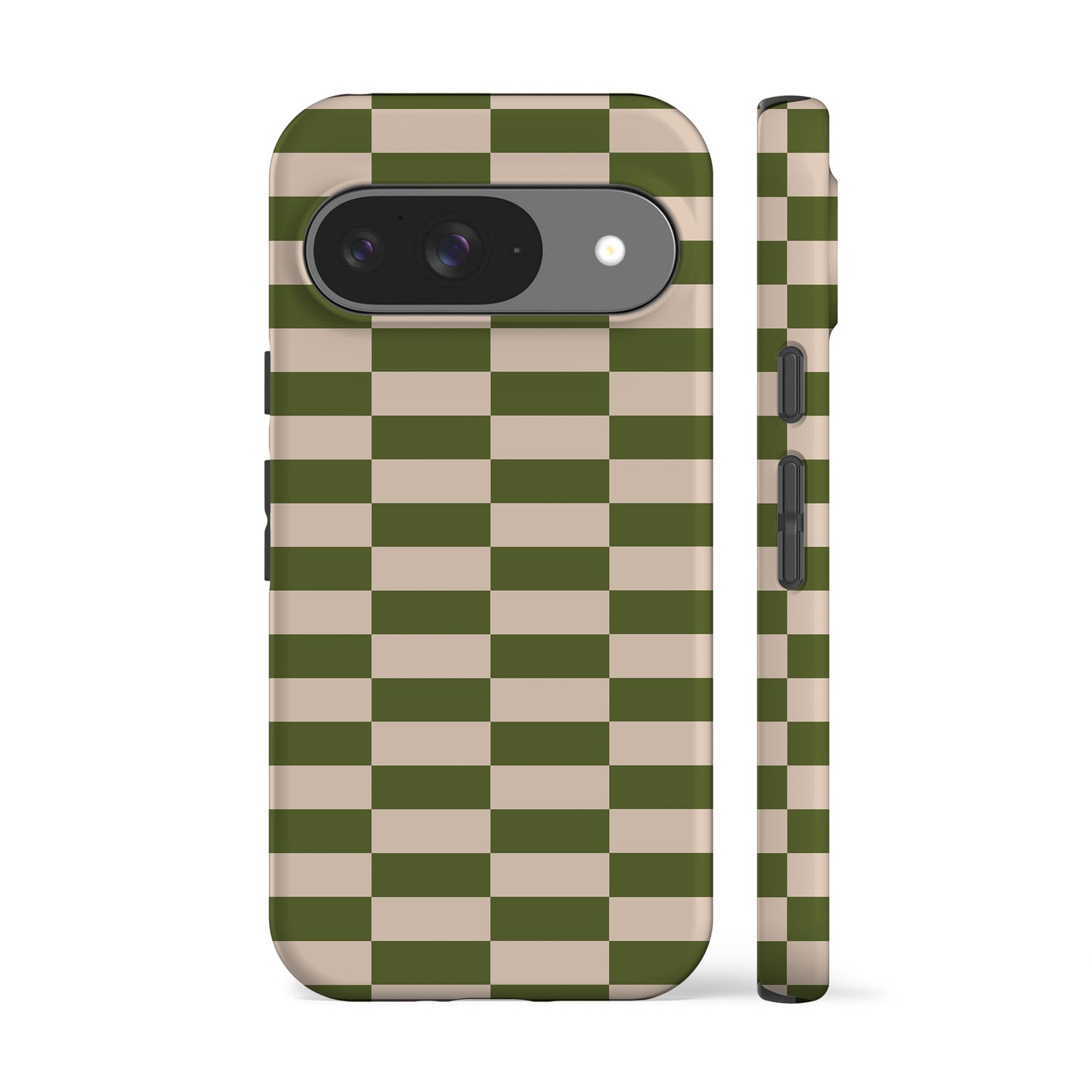 Long Checkered Olive Phone Case
