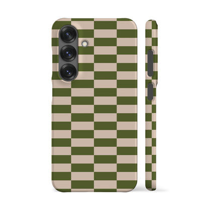 Long Checkered Olive Phone Case