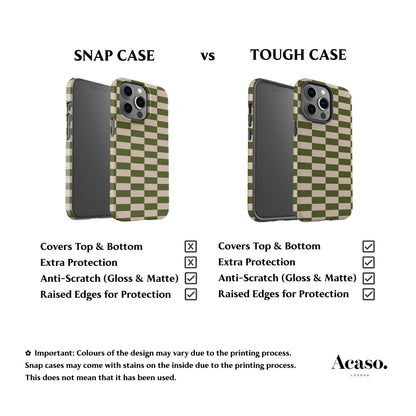 Long Checkered Olive Phone Case