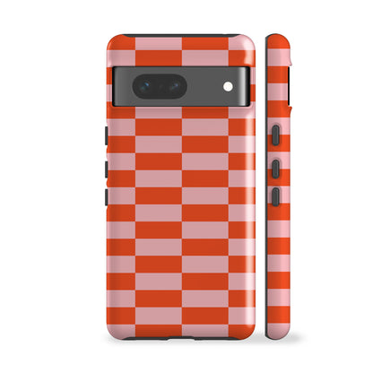 Pink Coral Checkers Phone Case