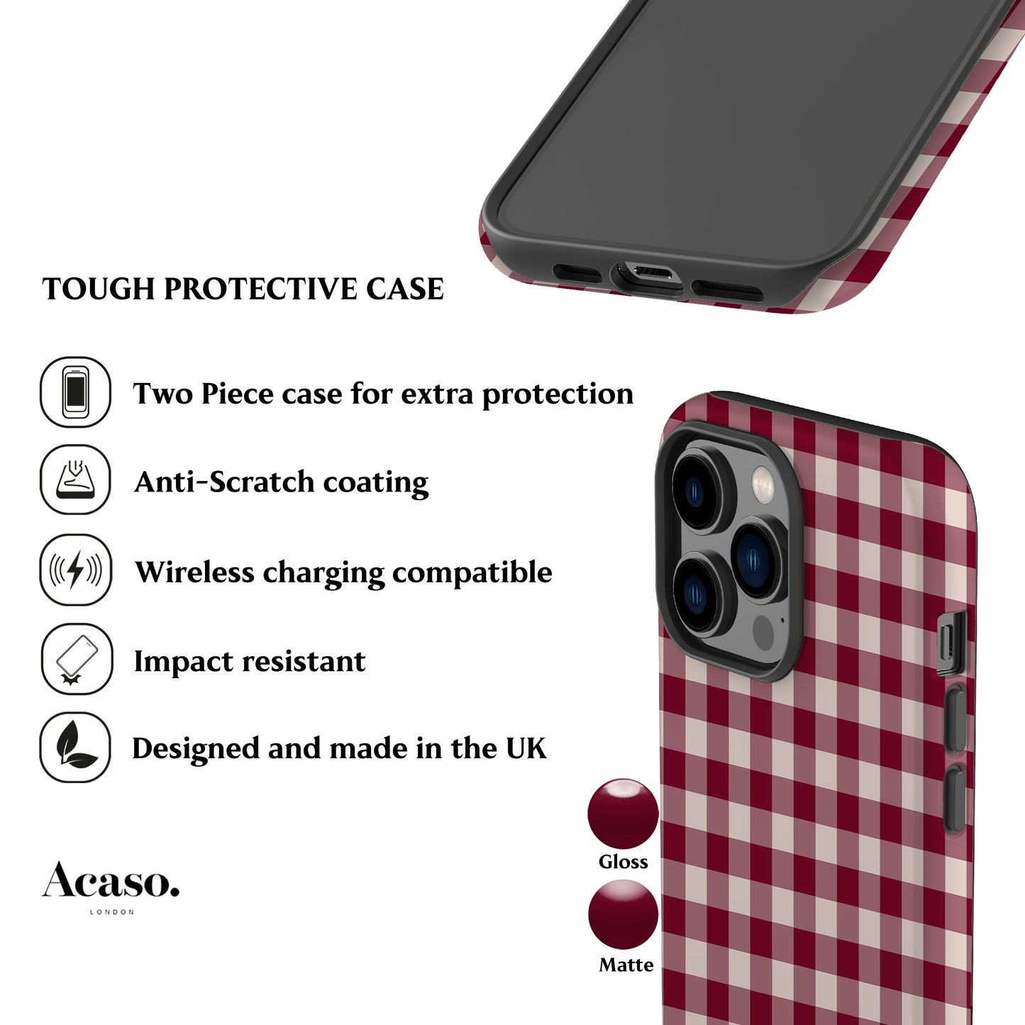 Maroon Plaid Phone Case