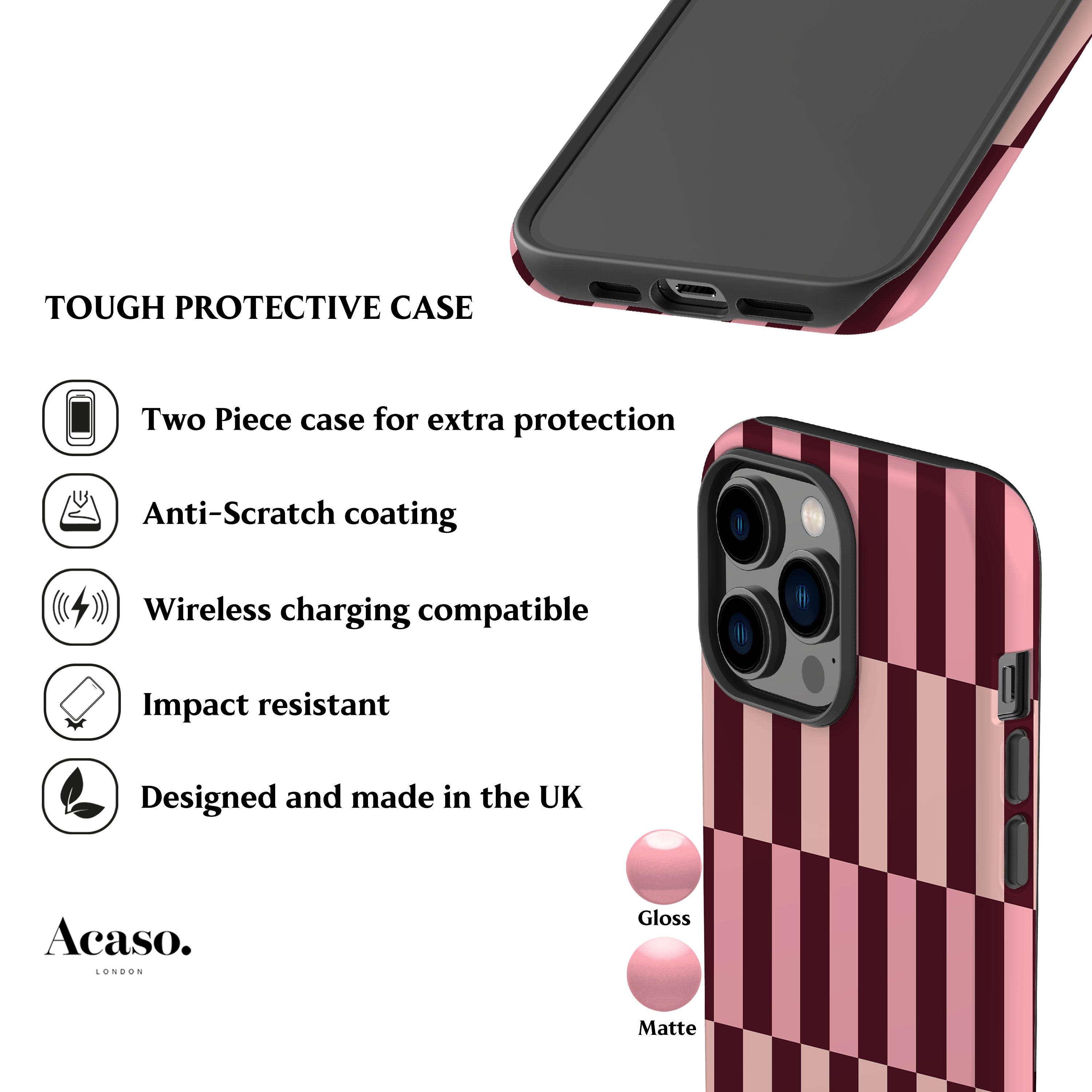 Maroon Spring Stripes Phone Case