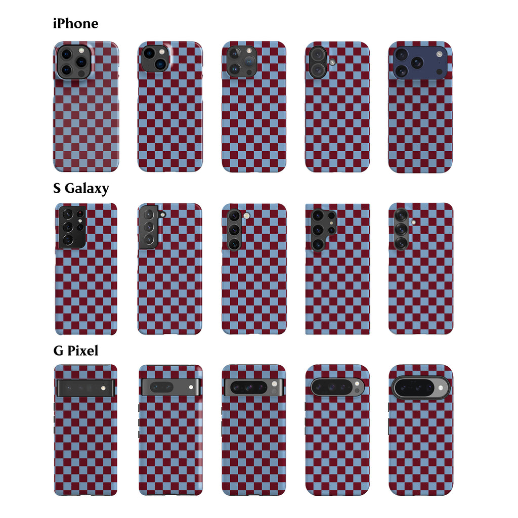 Maroon Blue Checkered Phone Case