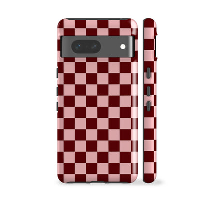 Maroon Pink Checkered Phone Case
