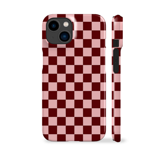 Maroon Pink Checkered Phone Case