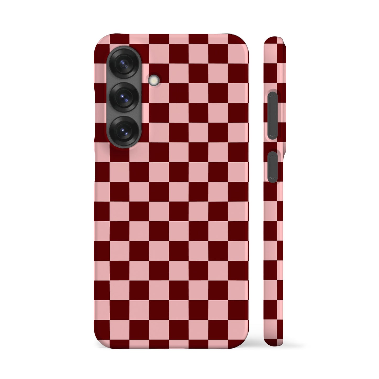 Maroon Pink Checkered Phone Case