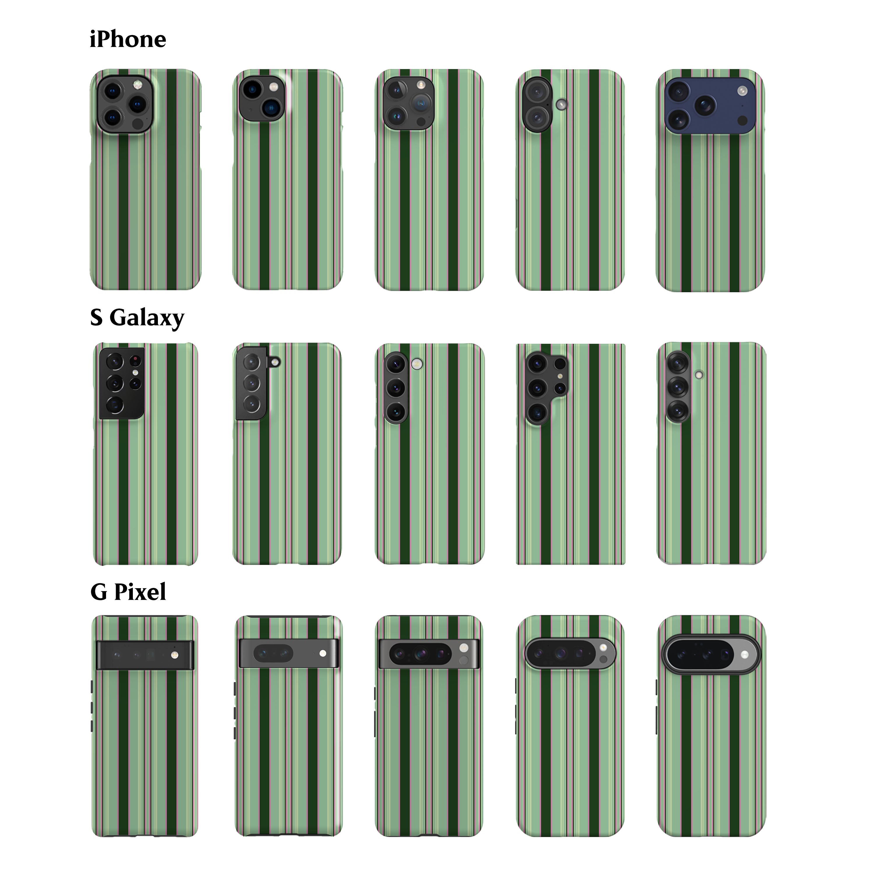 Matcha Berry Striped Phone Case
