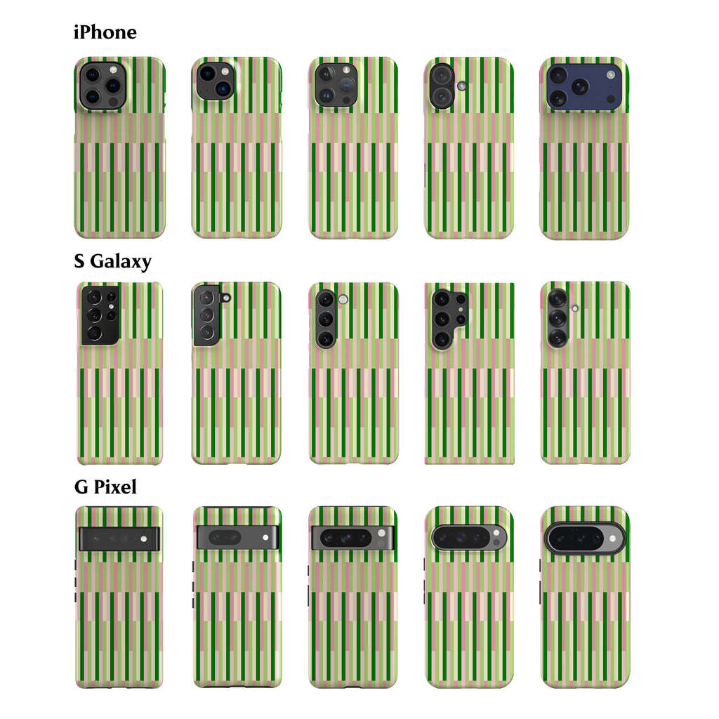 Matcha Check Striped Phone Case