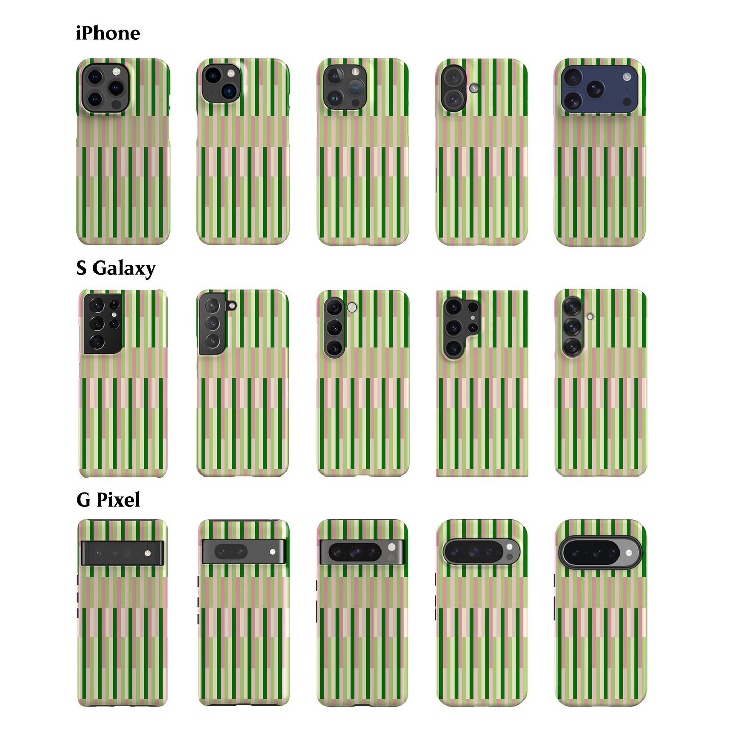 Matcha Check Striped Phone Case