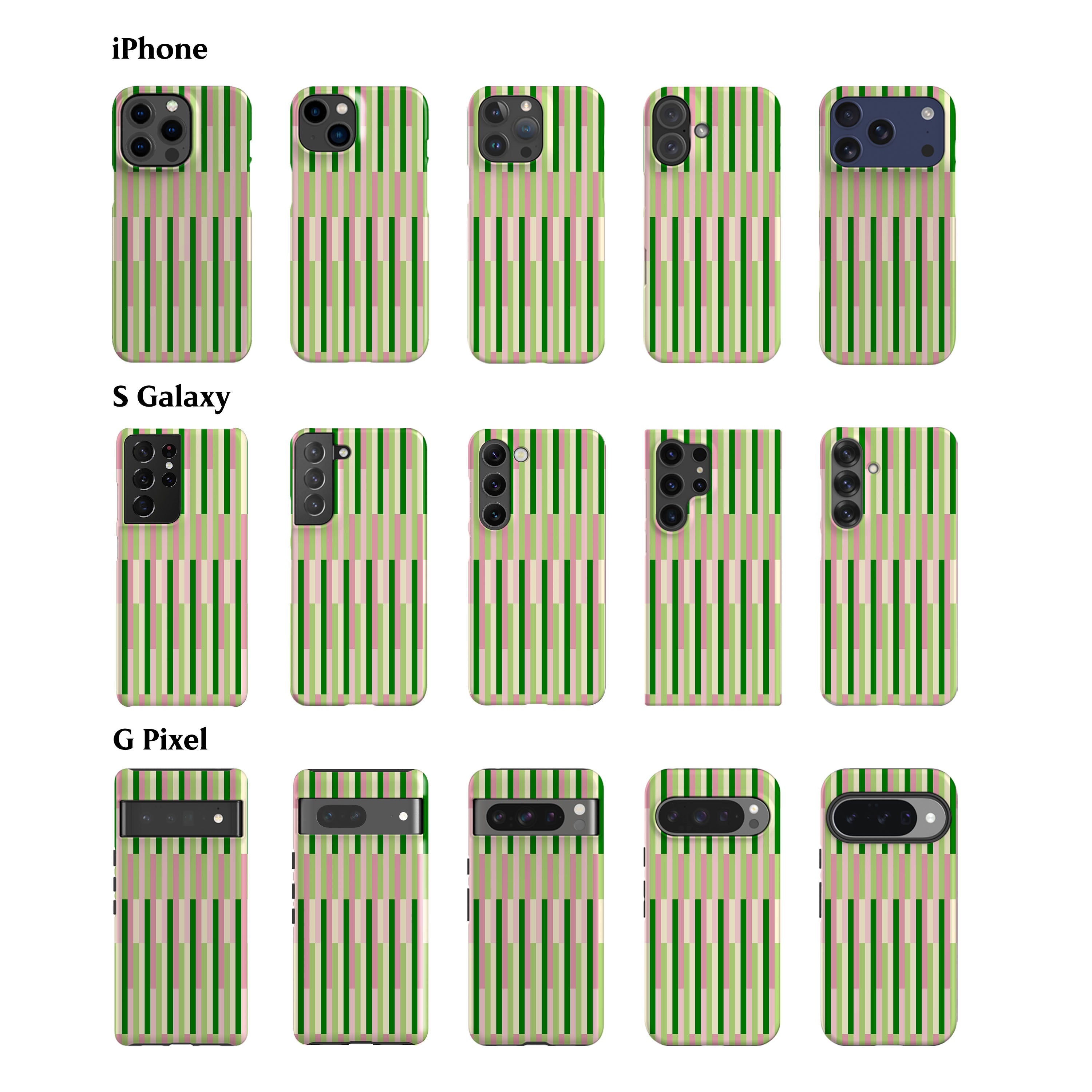 Matcha Check Striped Phone Case
