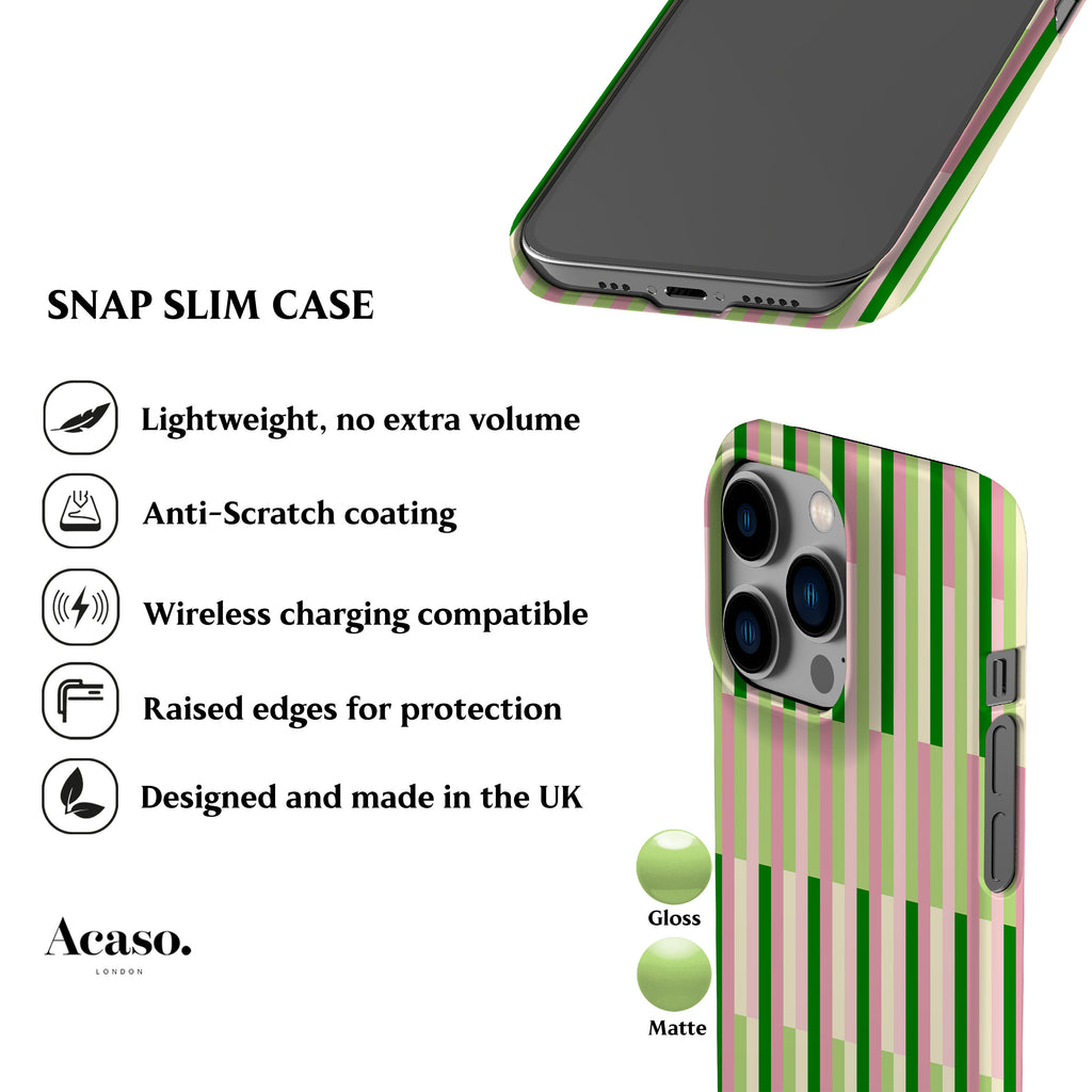Matcha Check Striped Phone Case