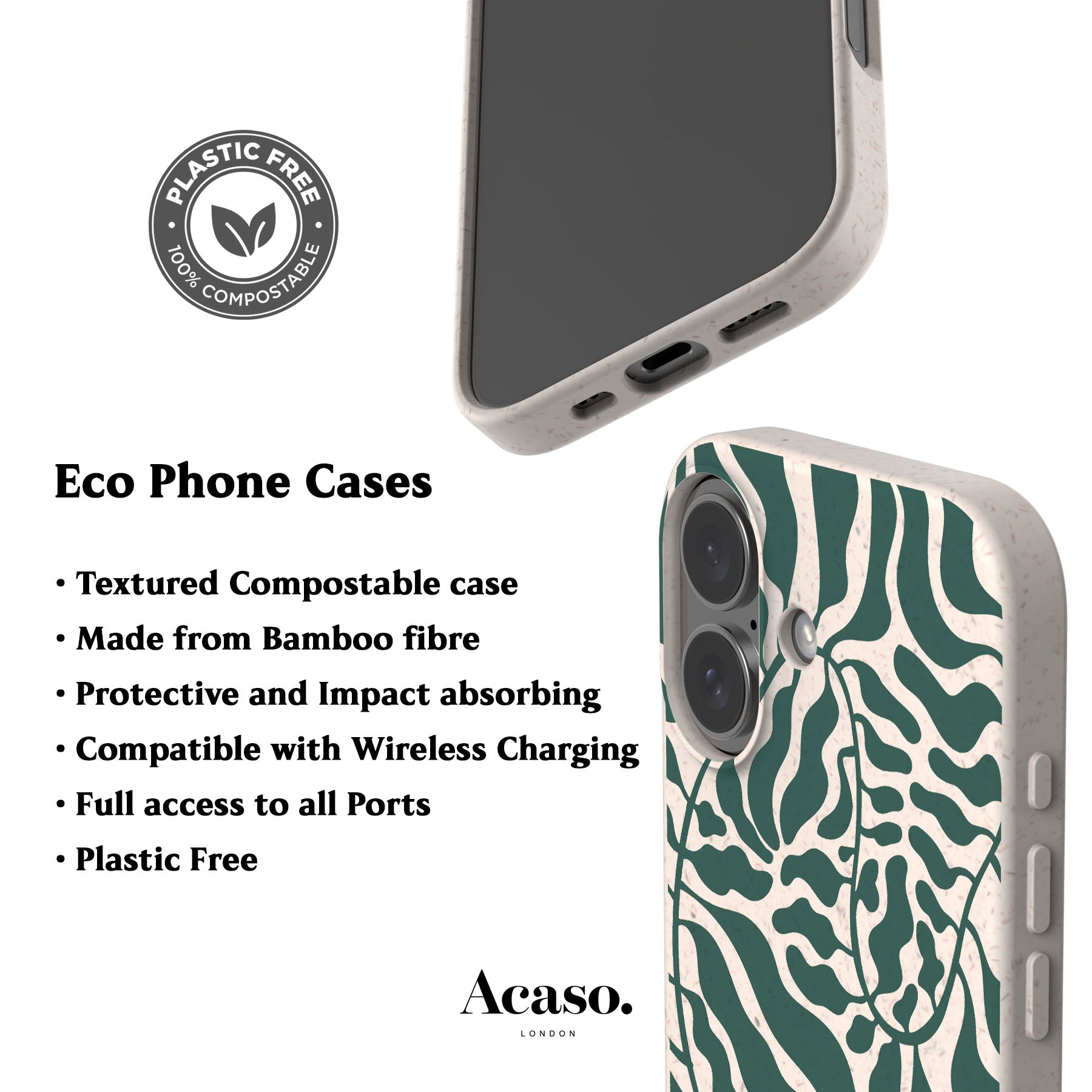 Dark Green Leafy Eco-Friendly Phone Case