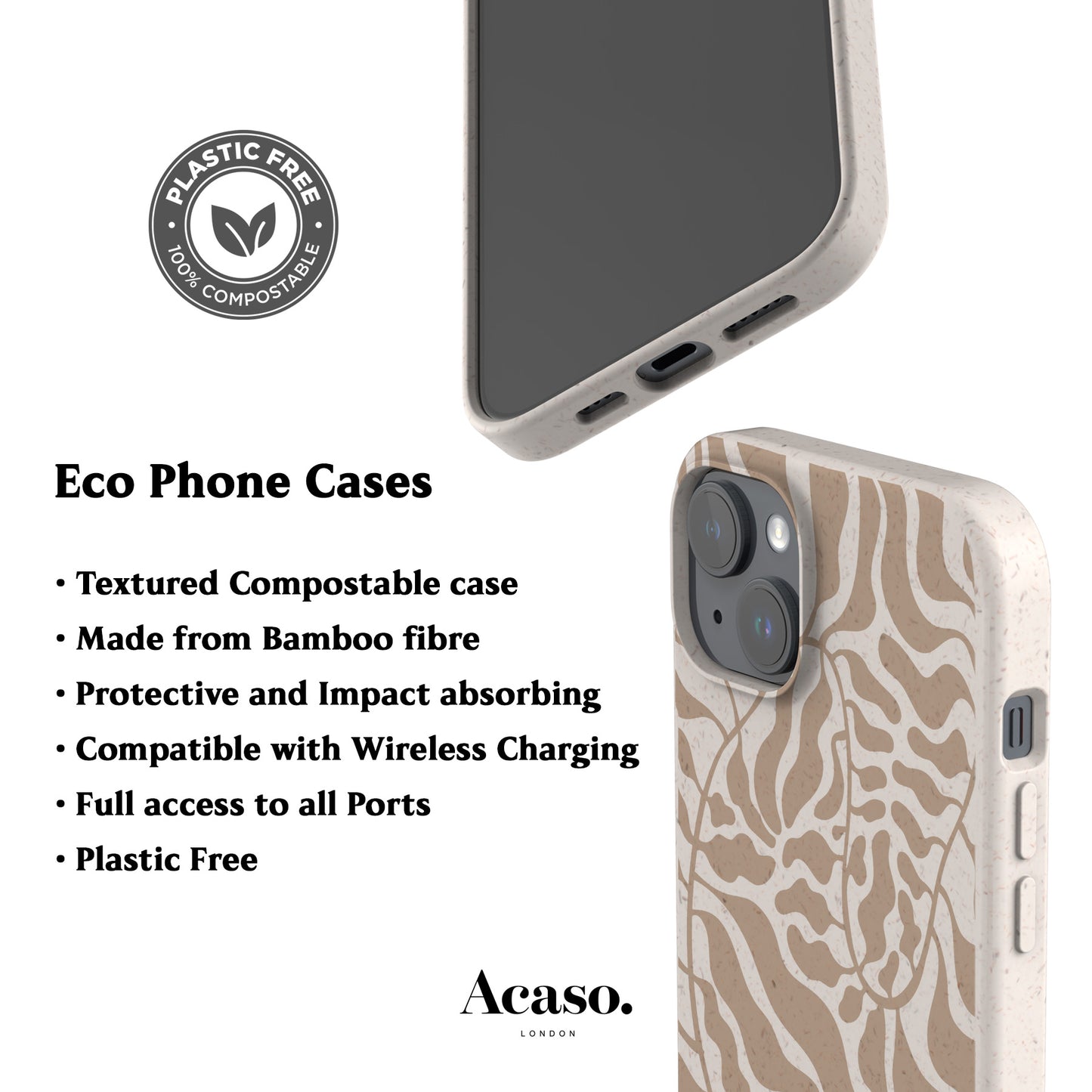 Beige Leafy Eco-Friendly Phone Case