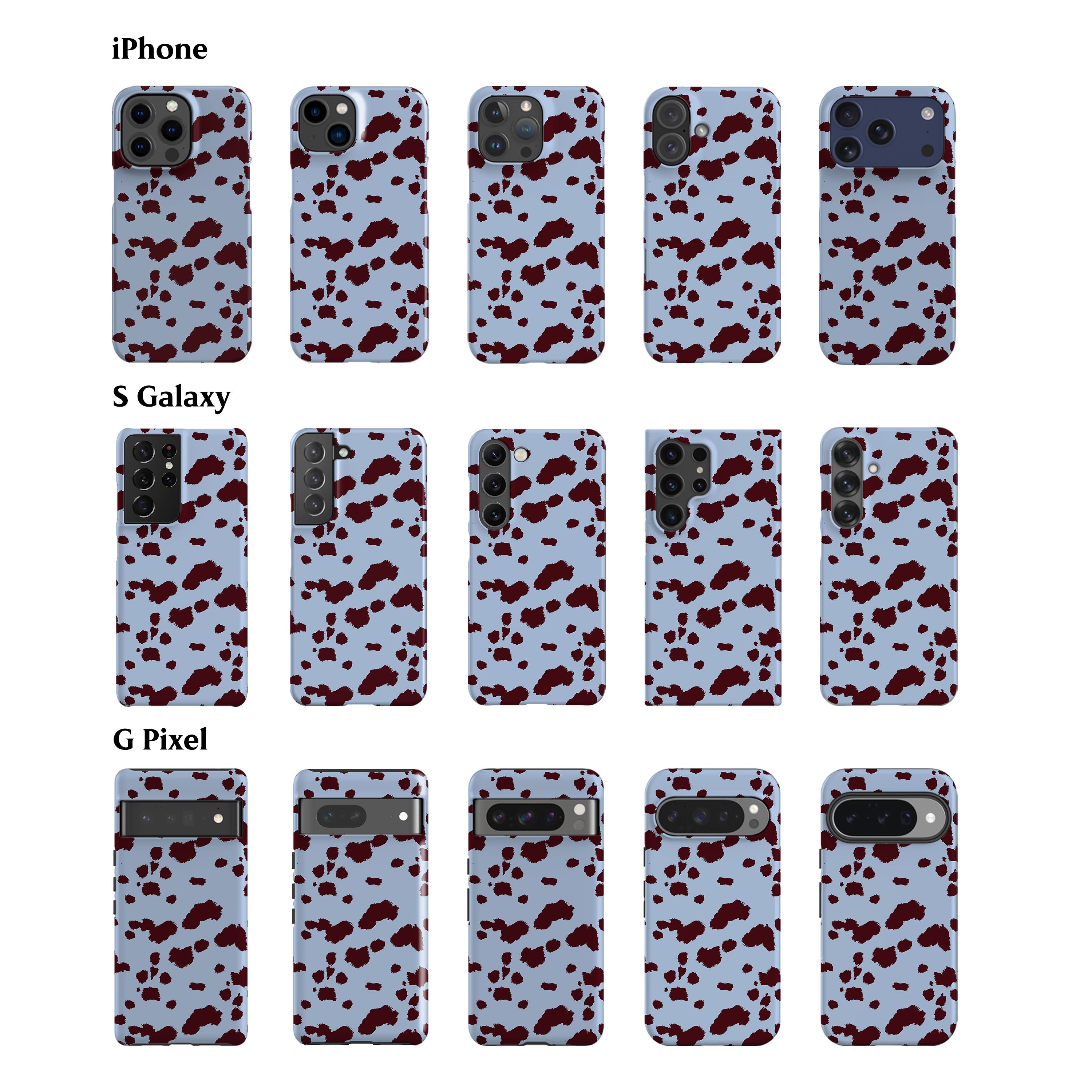 Blue Mini Cow Print Phone Case