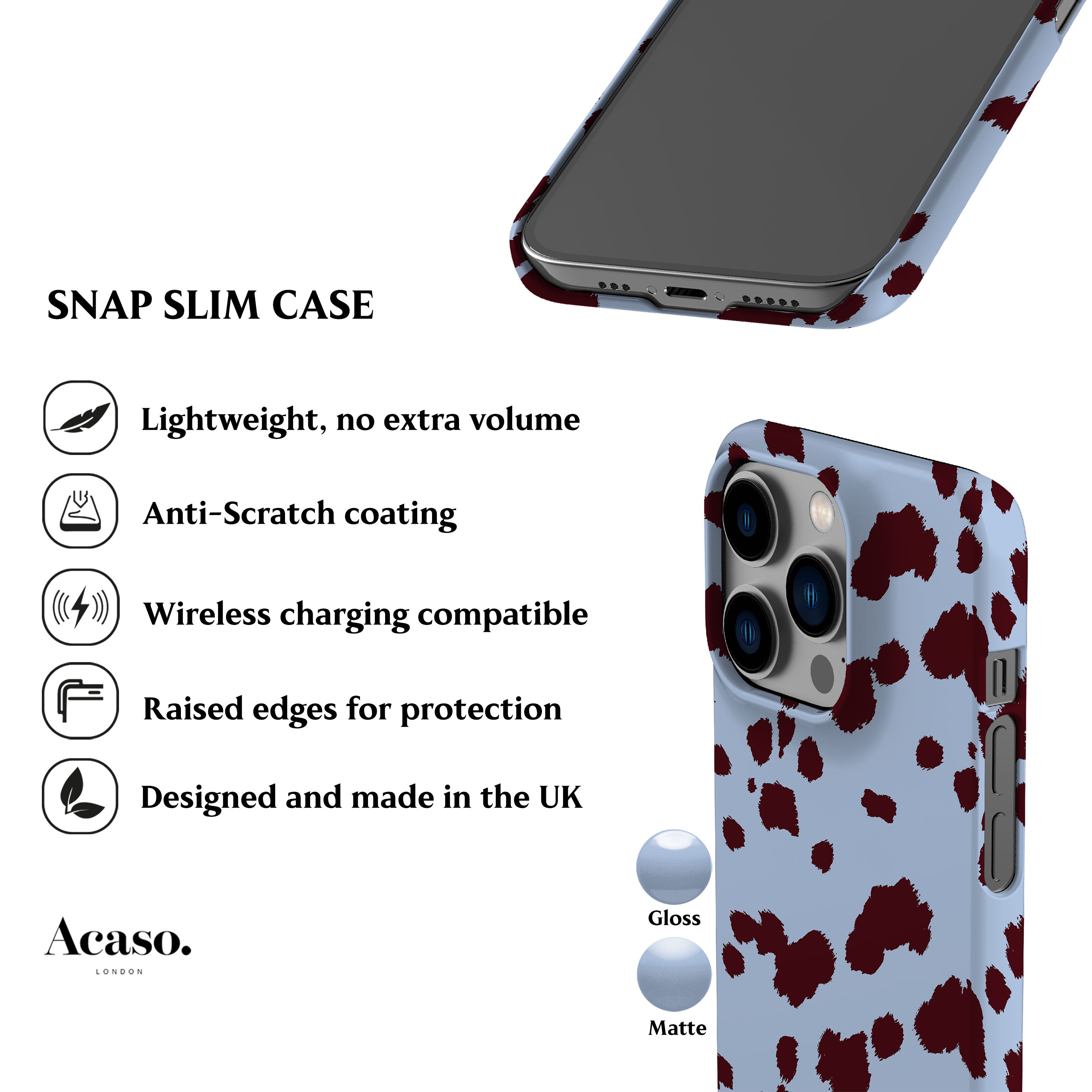 Blue Mini Cow Print Phone Case