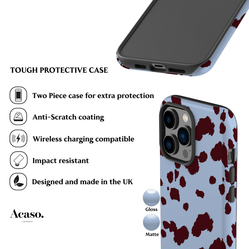 Blue Mini Cow Print Phone Case