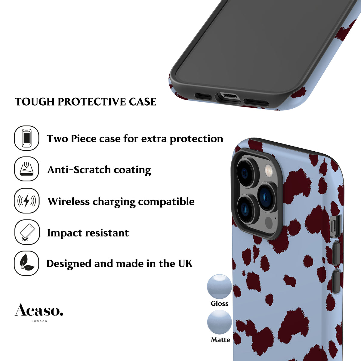 Blue Mini Cow Print Phone Case