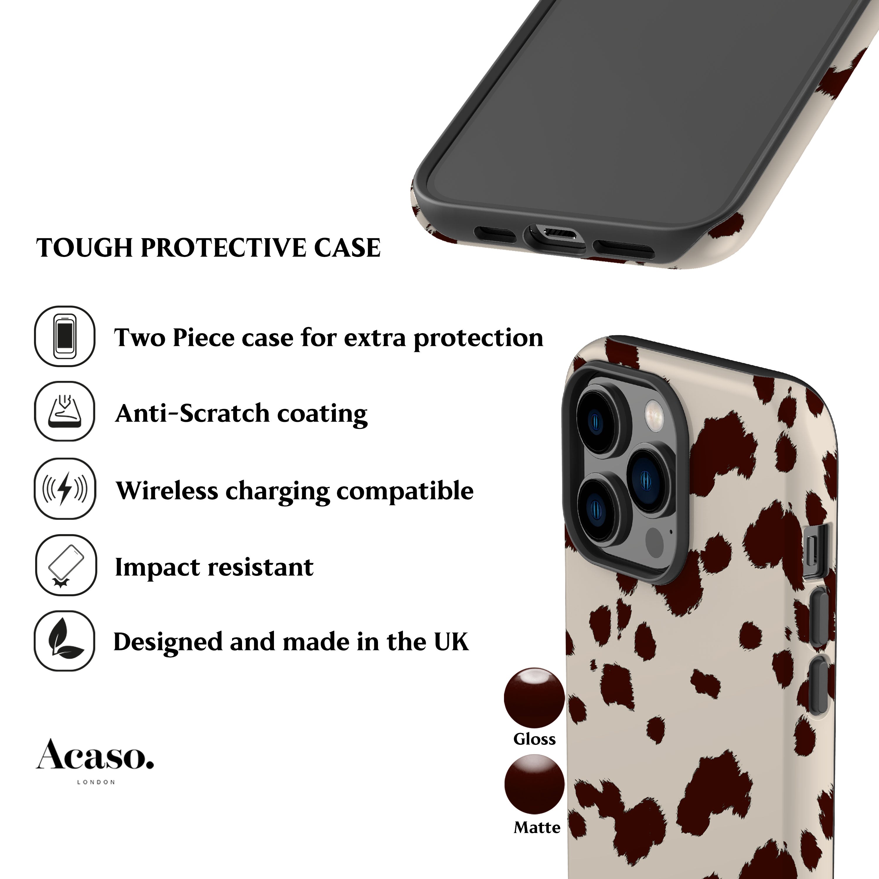 Brown Mini Cow Print Phone Case