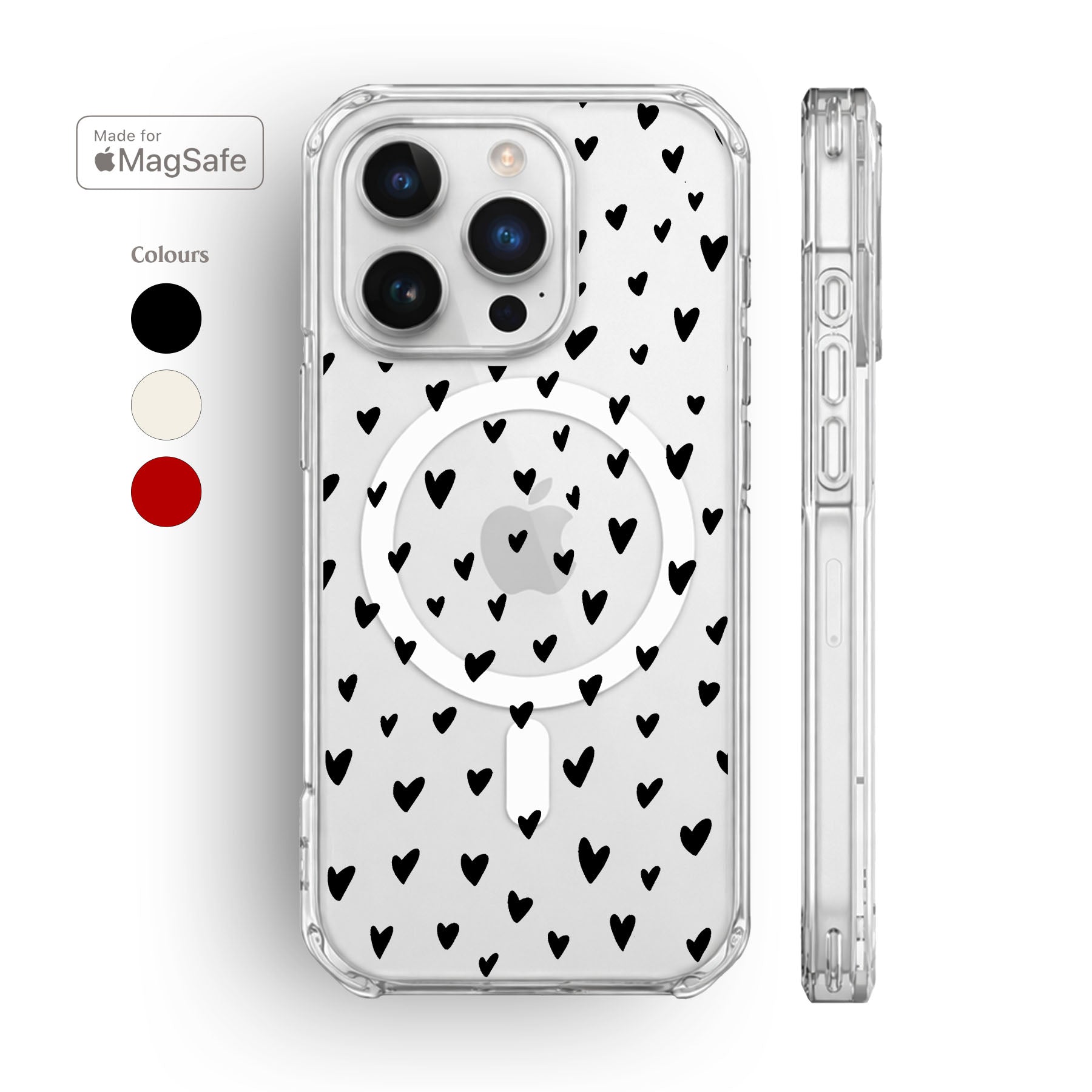 Hearts Clear MagSafe iPhone Case