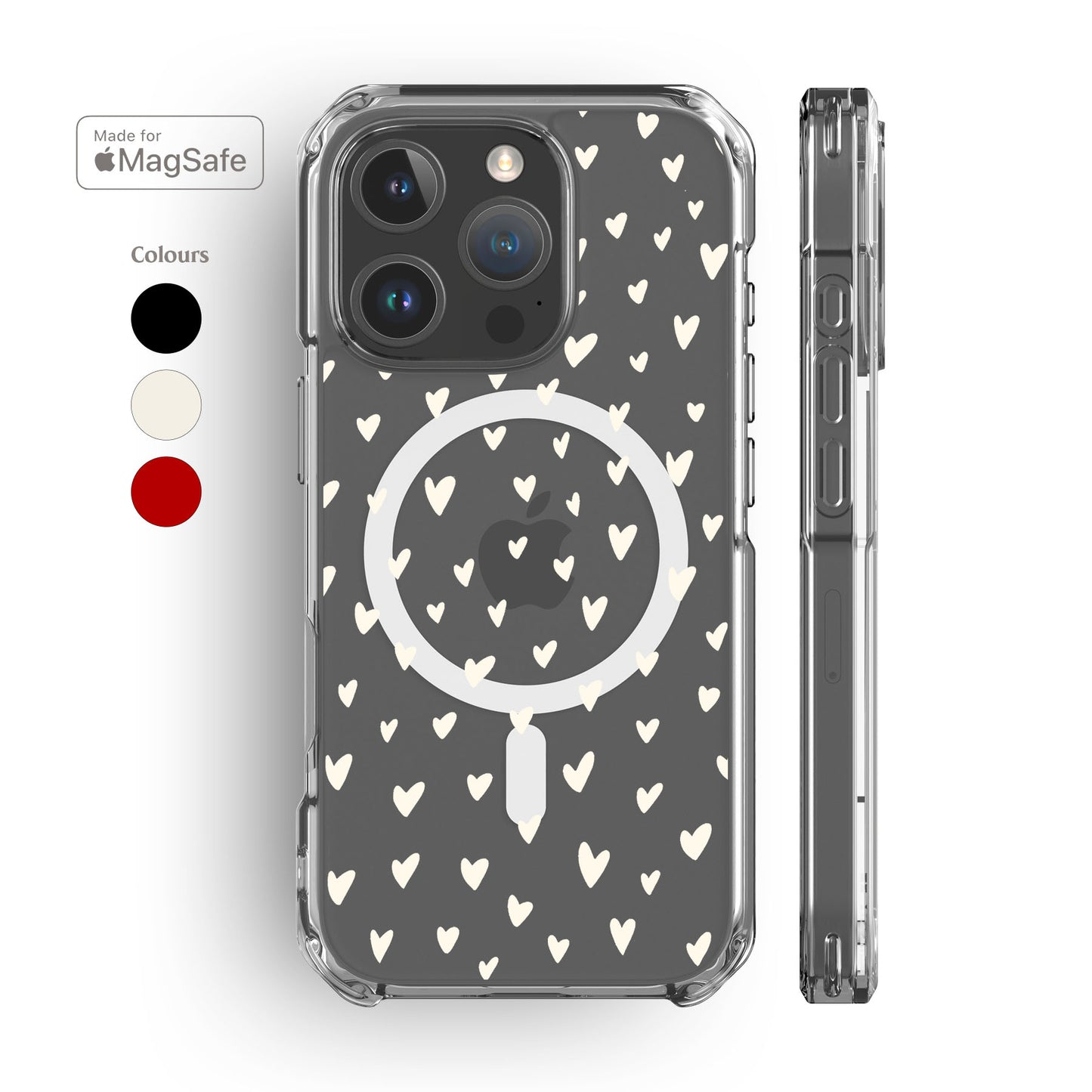 Hearts Clear MagSafe iPhone Case