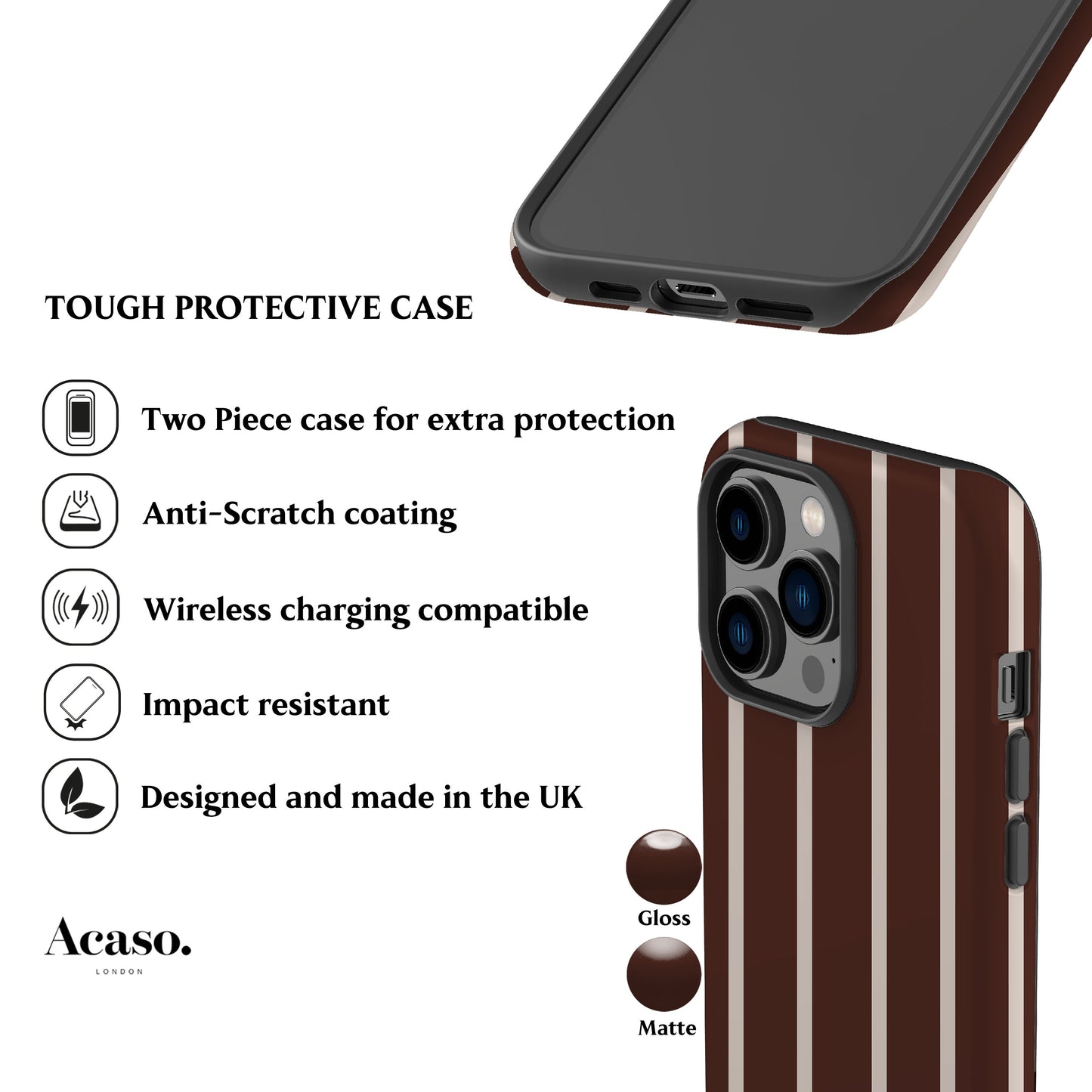 Minimal Brown Striped Phone Case